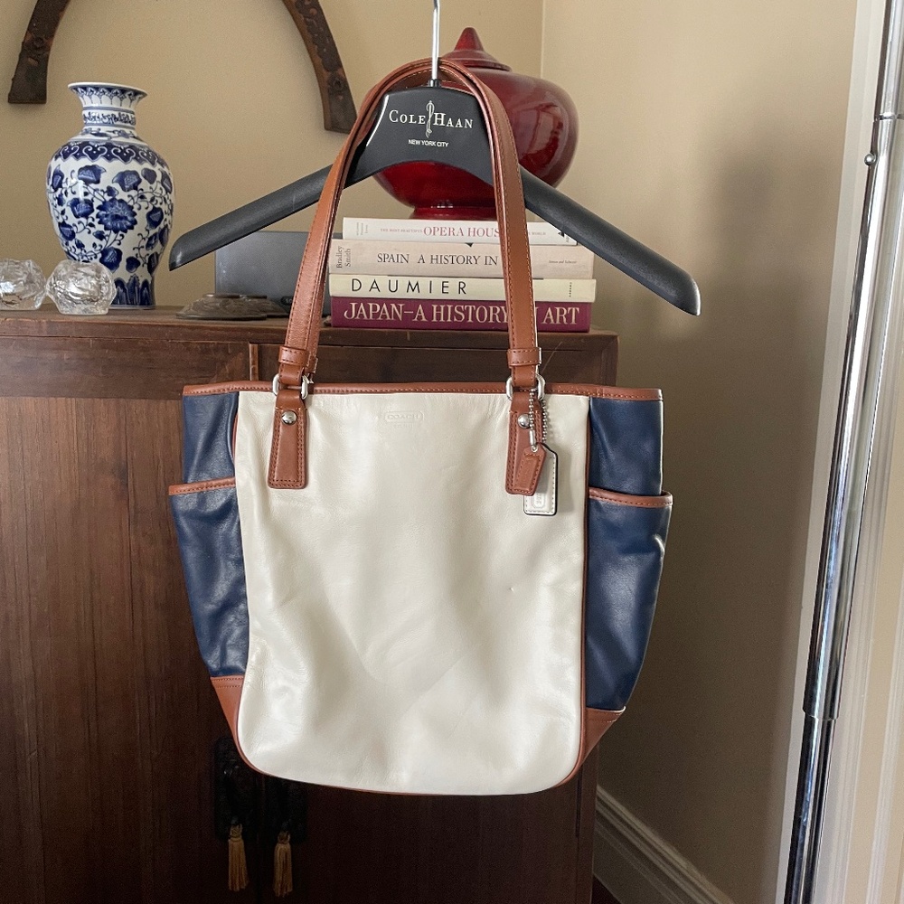 Coach Color Block Leather Tote - image 1
